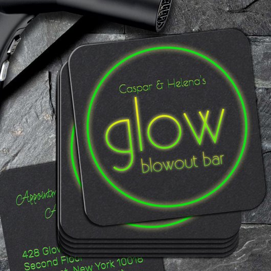 Glow Blowout Bar Fügen Sie Ihren Namen Neongrün hi Quadratische Visitenkarte