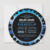 GLOW Blue Splash Bar Bat Mitzvah Einladung (Vorderseite)