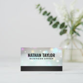 Glow Bokeh | Black Texture Trim Visitenkarte (Stehend Vorderseite)