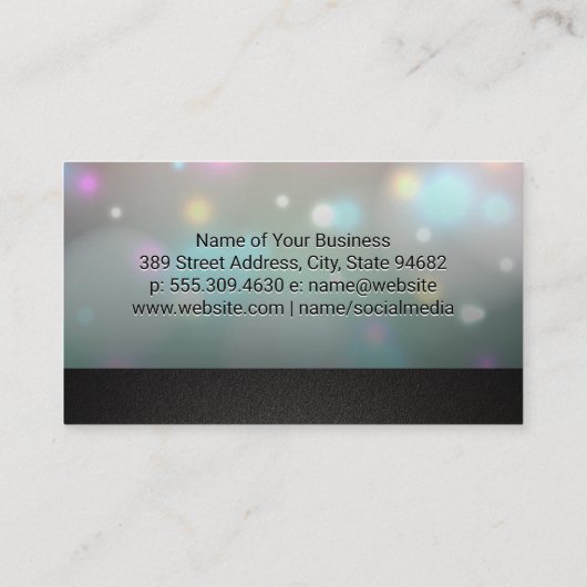 Glow Bokeh | Black Texture Trim Visitenkarte (Rückseite)