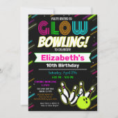 Glow Bowling Birthday Einladung (Vorderseite)