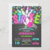 Glow Bowling Einladung Neon Glow Bowling Party (Vorderseite)