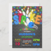 Glow Bowling Einladung Neon Glow Bowling Party (Vorderseite)