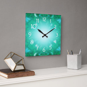 Glow Bubbles Quadratische Wanduhr