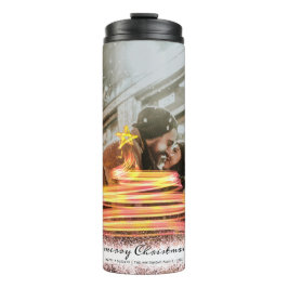 Glow Christmas Tree Star Foto Glitzer Thermosbecher