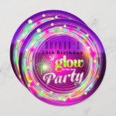 Glow Circles & Stars Einladungen zur Geburtstagspa (Vorne/Hinten)