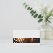Glow Ember Monogram Modern Chic Business Card Visitenkarte (Stehend Vorderseite)