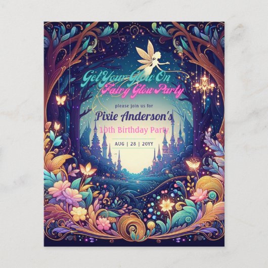 Glow Fairy Party Thema Fairytale Verzauberter Wald (Vorderseite)