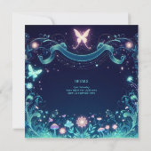 Glow Fairy Party Thema Fairytale Verzauberter Wald Einladung (Rückseite)