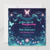 Glow Fairy Party Thema Fairytale Verzauberter Wald Einladung (Vorderseite)