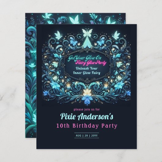 Glow Fairy Party Thema - Märchen nach Dunkelheit (Vorne/Hinten)