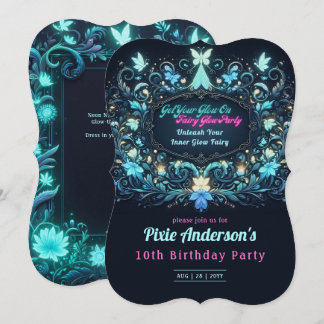 Glow Fairy Party Thema - Märchen nach Dunkelheit Einladung