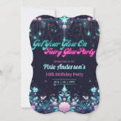 Glow Fairy Party Thema - Märchen nach Dunkelheit Einladung (Vorderseite)