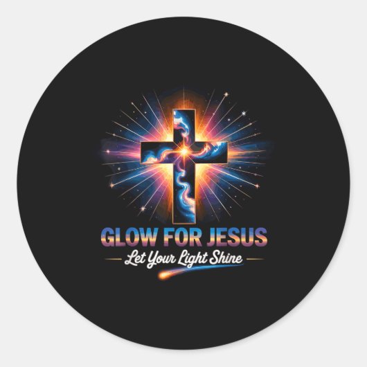 Glow For Jesus Cross Runder Aufkleber (Vorderseite)