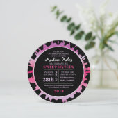 GLOW Fuchsia Splash 16 . Geburtstag 16 Einladung (Stehend Vorderseite)