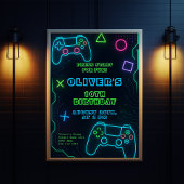 Glow Gaming Party - Neon Video Game Geburtstag Einladung