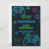 Glow Gaming Party - Neon Video Game Geburtstag Einladung (Vorderseite)
