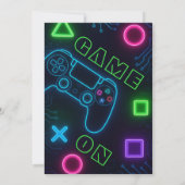 Glow Gaming Party - Neon Video Game Geburtstag Einladung (Rückseite)