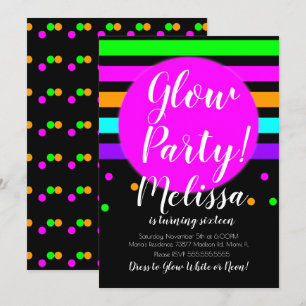 Glow Geburtstag Crazy Neon Glow In The Dark Party Einladung