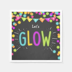 Glow Geburtstagspapier Napkins Neo Disco Party Las Serviette