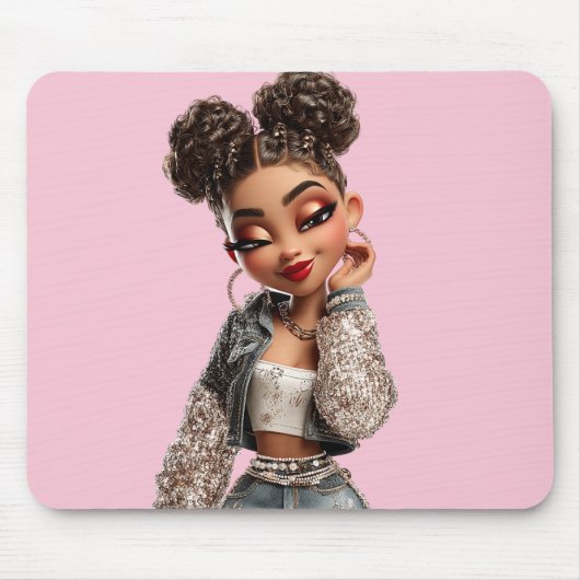 Glow Getter Mousepad | Sparkle Denim Glam (Vorne)