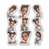 Glow Getter Sticker Pack | 9 Modeporträts (Vorderseite)