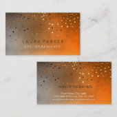 Glow Glitzer Orange Confetti Visitenkarte (Vorne/Hinten)