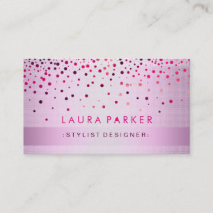 Glow Glitzer Pink Confetti Linen Elegant Visitenkarte