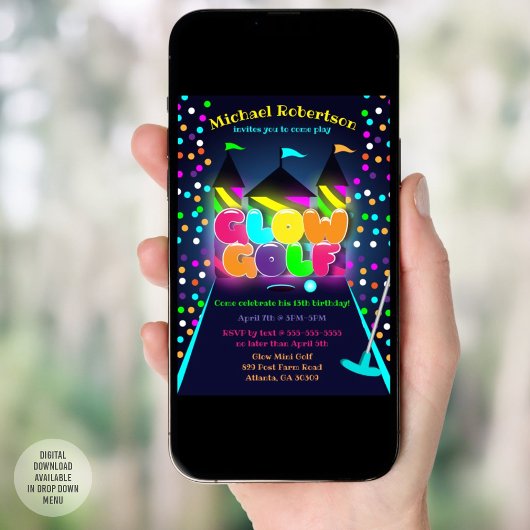 GLOW GOLF-PARTY EINLADUNGEN