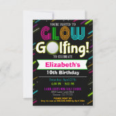 Glow Golfing Einladung zum Geburtstag (Vorderseite)