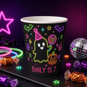 Glow Gruselige Personalisierte Neon-Geist Hallowee Pappbecher