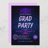 Glow in der Dark Neon Disco Graduation Party Einladung (Vorne/Hinten)