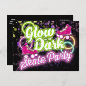 GLOW IN DER DARK SKATE PARTY Postcard Einladung (Vorne/Hinten)