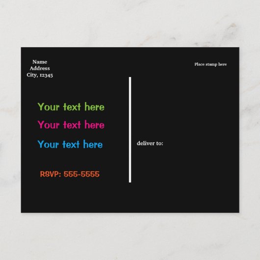 GLOW IN DER DARK SKATE PARTY Postcard Einladung (Rückseite)