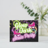GLOW IN DER DARK SKATE PARTY Postcard Einladung (Stehend Vorderseite)