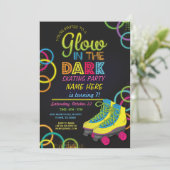 Glow in der Dunkelwalzenschen Skaten zum Geburtsta Einladung (Stehend Vorderseite)