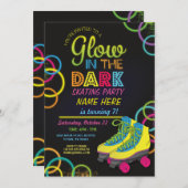 Glow in der Dunkelwalzenschen Skaten zum Geburtsta Einladung (Vorne/Hinten)