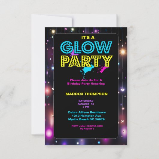 Glow in der Dunklen Geburt Einladungen (Vorderseite)