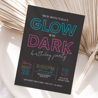 Glow in der dunklen Geburtstagsparty Einladung