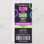 Glow in der dunklen Neon Birthday Ticket Einladung (Vorderseite)