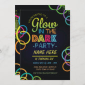 Glow in dunklen Geburtstagen laden Neon Kids Party Einladung (Vorne/Hinten)