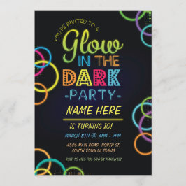 Glow in dunklen Geburtstagen laden Neon Kids Party Einladung