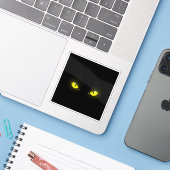 Glow-in-the-Dark Cat Eyes - Spooky Halloween Aufkleber (Laptop mit iPhone)