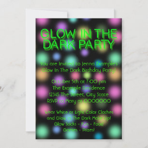 Glow-in-the-Dark-Geburtstagsfeier Einladung