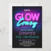 Glow In The Dark Pink Birthday Party Invitation Einladung (Vorderseite)