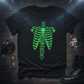 Glow-in-the-Dark Skeleton Ribcage & Handprint T-Shirt