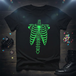 Glow-in-the-Dark Skeleton Ribcage & Handprint T-Shirt