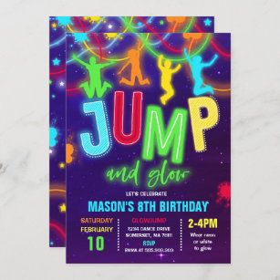 Glow Jump Einladung Neon Jump Geburtstagsparty