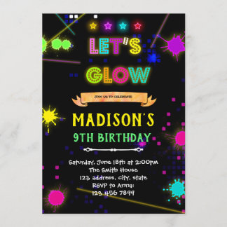 Glow Laser Tag Geburtstagsfeier Einladung