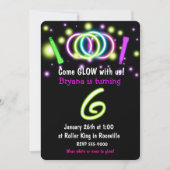 GLOW Lights 6th Birthday Party Age 6 Einladung (Vorderseite)